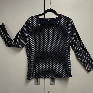 Talbots Navy Top with White Polka Dots. Size 1X Petite